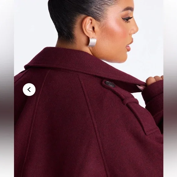 Women's Burgundy Double-Breasted Jacket - Picture 4 of 4